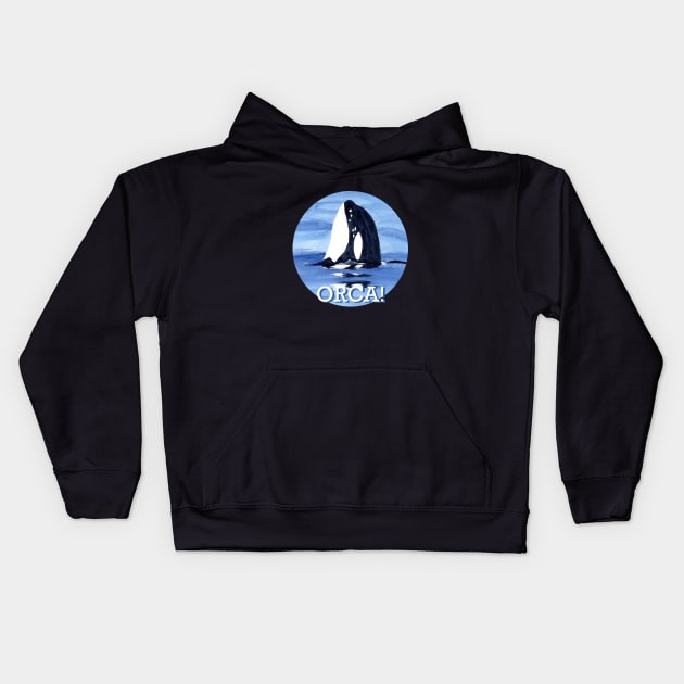 Orca! PNW Watercolor Painting Kids Hoodie by MMcBuck
